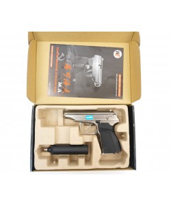 Страйкбольный пистолет WE Makarov 654K Silver, с глушителем (WE-MA001-SV)