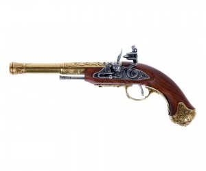Макет пистолет кремневый леворукий, латунь (Индия, XVIII век) DE-1296-L
