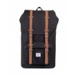 Рюкзак Herschel Little America Backpack 17L, черный с коричневыми пряжками - фото № 9
