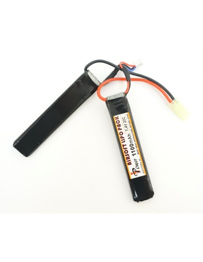 Аккумулятор iPower Li-po 7.4V 1100mAh 20C, 2 x (100x20x5) мм (2-лепестковый)