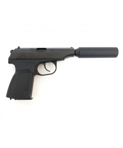 Страйкбольный пистолет WE Makarov 654K Black, с глушителем (WE-MA001-BK)