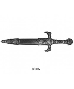 Дага (кинжал) Ричарда Львиное Сердце, в черных ножнах, никель (XII век) DE-4157-NQ