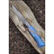 Нож складной Opinel Tradition Colored №07, 8 см, нерж. сталь, рукоять граб, голубой, темляк - фото № 2