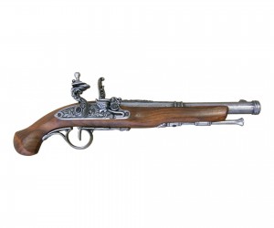 Макет пистолет кремневый, никель (XVIII век) DE-1102-G