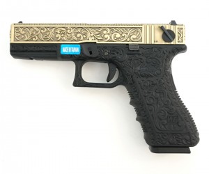 Страйкбольный пистолет WE Glock-18 Gen.3 Bronze, с гравировкой (WE-G002BOX-BR)