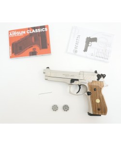Пневматический пистолет Umarex Beretta M92 FS (никель, дерево)