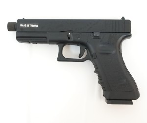 Страйкбольный пистолет KJW Glock G17 TBC Gas Black, удлин. ствол