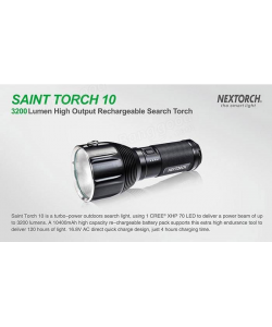 Фонарь поисковый NexTORCH SAINT TORCH 10, 3200 люмен, 7 режимов, 10400 мАч