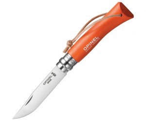 Нож складной Opinel Tradition Colored №07, цвет – оранжевый, темляк
