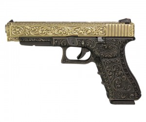 Страйкбольный пистолет WE Glock-34 Gen.3 Bronze, с гравировкой (WE-G008 BOX-FP)