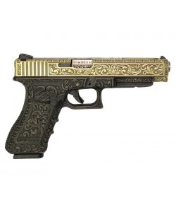 Страйкбольный пистолет WE Glock-34 Gen.3 Bronze, с гравировкой (WE-G008 BOX-FP)