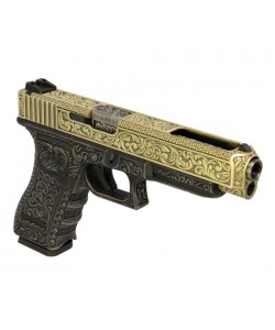 Страйкбольный пистолет WE Glock-34 Gen.3 Bronze, с гравировкой (WE-G008 BOX-FP)
