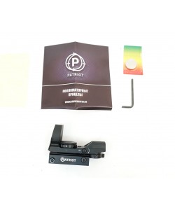 Коллиматорный прицел Patriot 1x22x33 на Weaver, красный, 4 марки