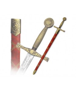 Меч Экскалибур короля Артура, в красных ножнах, латунь (DE-4170-L)