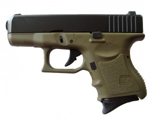 Страйкбольный пистолет KJW Glock G27 Gas, металл. затвор (олива OD)