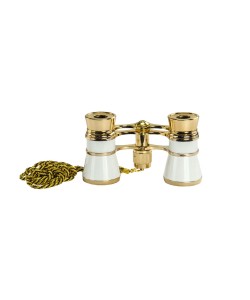 Бинокль театральный Veber Opera БГЦ 3x25 белый/золотой, с цепочкой