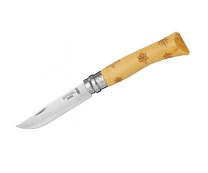Нож складной Opinel Tradition Nature №07, 8 см, рукоять самшит, рис. снежинки