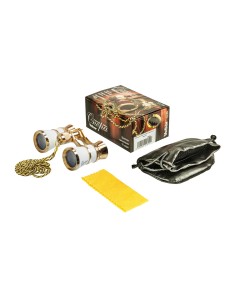 Бинокль театральный Veber Opera БГЦ 3x25 белый/золотой, с цепочкой