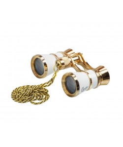 Бинокль театральный Veber Opera БГЦ 3x25 белый/золотой, с цепочкой
