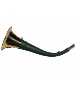 Горн охотничий (кожаная отделка) 50 см, круглый, темно-зеленый