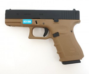 Страйкбольный пистолет WE Glock-19 Gen.4 Tan, сменные накладки (WE-G003B-TAN)