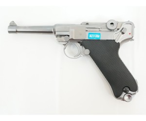 Страйкбольный пистолет WE Luger P08 4” Silver (WE-P004)