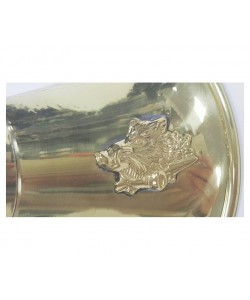 Горн охотничий (кожаная отделка) 50 см, круглый, темно-зеленый