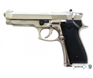Макет пистолет Беретта 92F, калибр 9 мм, никель (Италия, 1975 г.) DE-1254-NQ