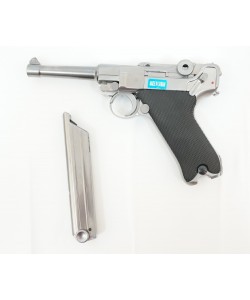 Страйкбольный пистолет WE Luger P08 4” Silver (WE-P004)