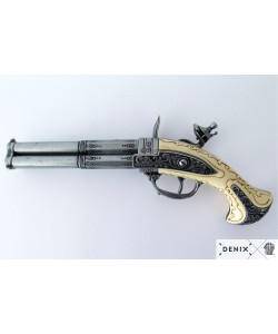 Макет пистолет кремневый трехдульный, под кость (Франция, XVIII век) DE-1309