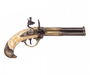 Макет пистолет кремневый трехдульный, под кость (Франция, XVIII век) DE-5306