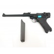 Страйкбольный пистолет WE Luger P08 8” Black (WE-P003) - фото № 4