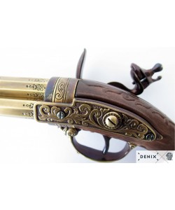 Макет пистолет кремневый трехдульный, под дерево (Франция, XVIII век) DE-5309