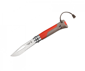 Нож складной Opinel Specialists Outdoor №08, 8,5 см, рукоять пластик, свисток, красный