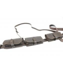 Патронташ Vektor из нат. кожи со съемными подсумками и доп. поддерживающим ремнем (П-40)