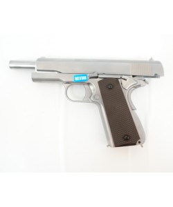 Страйкбольный пистолет WE Colt M1911A1 Silver, коричневые накладки (WE-E006A)