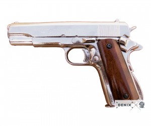 Макет пистолет Colt M1911 .45, хром, лакиров. дерево (США, 1911 г.) DE-1227-NQ