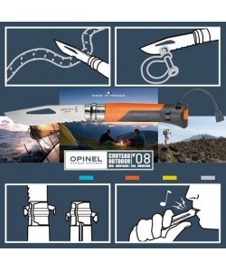 Нож складной Opinel Specialists Outdoor №08, 8,5 см, рукоять пластик, свисток, оранжевый