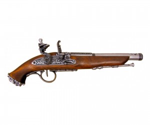 Макет пистолет кремневый пиратский, никель (XVIII век) DE-1103-G