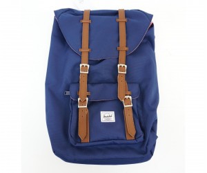 Рюкзак Herschel Little America Backpack 17L, синий с коричневыми пряжками