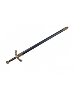 Меч рыцаря Тамплиера в черных ножнах, черный металл (XII век) DE-4163-N