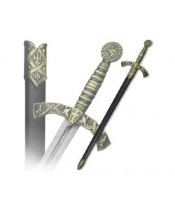 Меч рыцаря Тамплиера в черных ножнах, черный металл (XII век) DE-4163-N