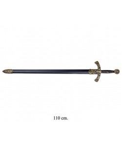 Меч рыцаря Тамплиера в черных ножнах, черный металл (XII век) DE-4163-N