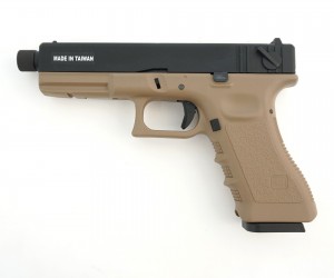 Страйкбольный пистолет KJW Glock G18 TBC CO₂ Tan, удлин. ствол
