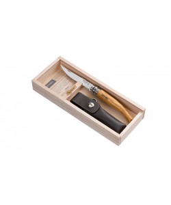 Нож складной Opinel Slim №10, филейный, 10 см, нерж. сталь, рукоять олива, футляр