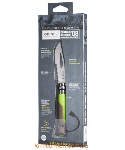 Нож складной Opinel Specialists Outdoor №08, 8,5 см, рукоять пластик, свисток, зеленый