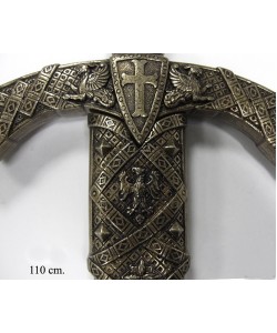 Меч рыцаря Тамплиера в черных ножнах, черный металл (XII век) DE-4163-N