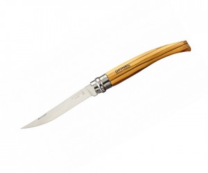 Нож складной Opinel Slim №10, филейный, 10 см, нерж. сталь, рукоять олива, футляр