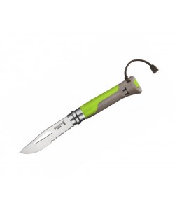 Нож складной Opinel Specialists Outdoor №08, 8,5 см, рукоять пластик, свисток, зеленый