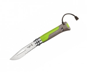 Нож складной Opinel Specialists Outdoor №08, 8,5 см, рукоять пластик, свисток, зеленый